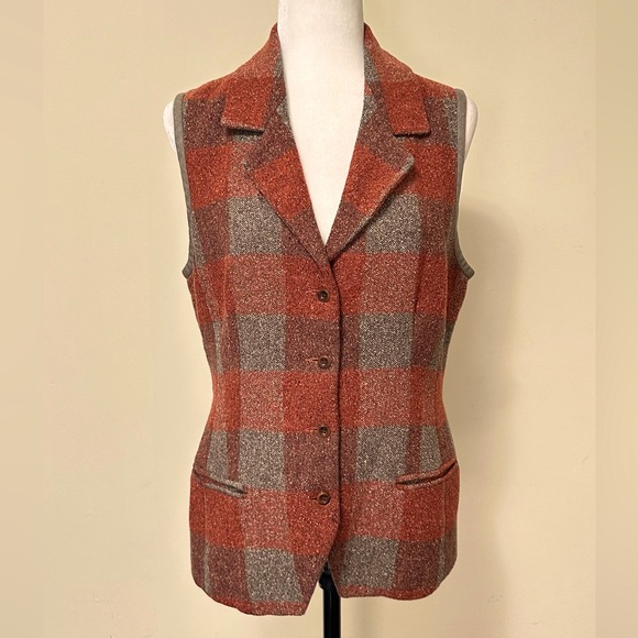 Philippe Adec Paris Earth Tones on Silk Wool 4 Button Front w Back Tie Vest 10 - Picture 3 of 15